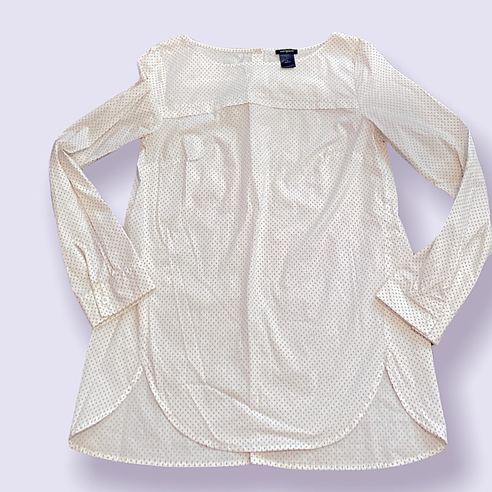 Ann Taylor white polka dot blouse size Small